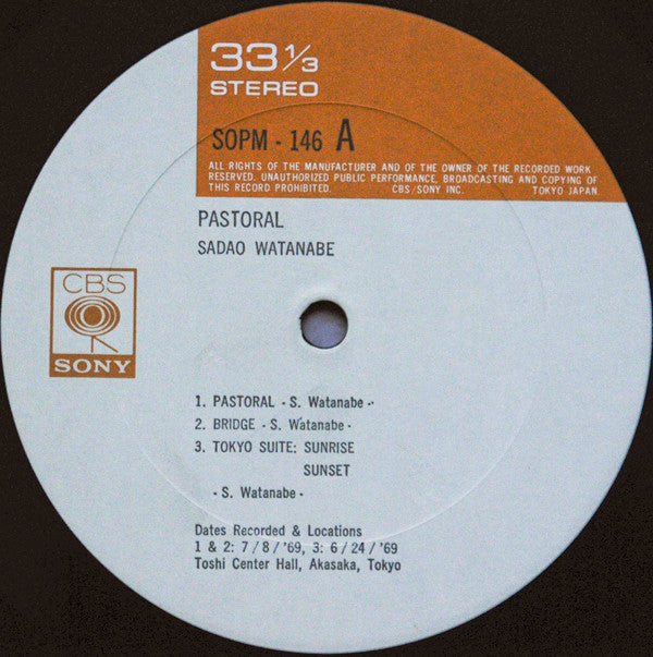 Sadao Watanabe - Pastoral (Vinyl, LP, Album, Reissue) Very Good Plus (VG+) / Very Good Plus (VG+)
