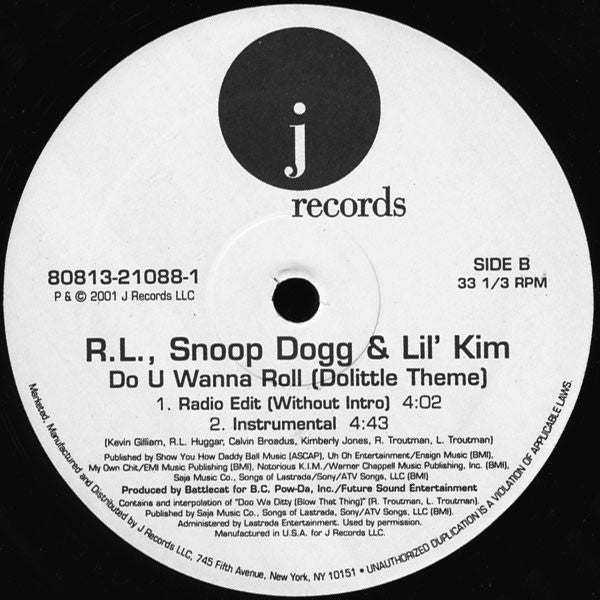 RL (2) - Do U Wanna Roll (Dolittle Theme) (Vinyl, 12", Single, 33 ⅓ RPM) Very Good (VG) / Very Good (VG)