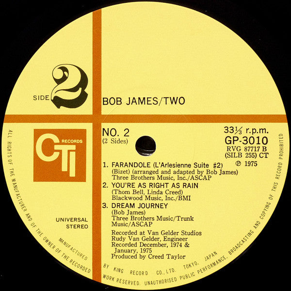 Bob James - Two (Vinyl, LP, Album) Very Good (VG) / Good Plus (G+)