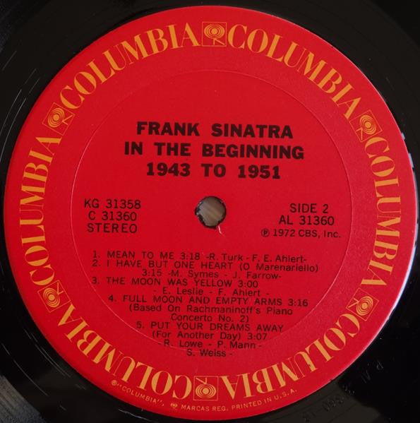 Frank Sinatra - In The Beginning 1943 To 1951 (2xVinyl, LP, Compilation) Very Good Plus (VG+) / Very Good (VG)