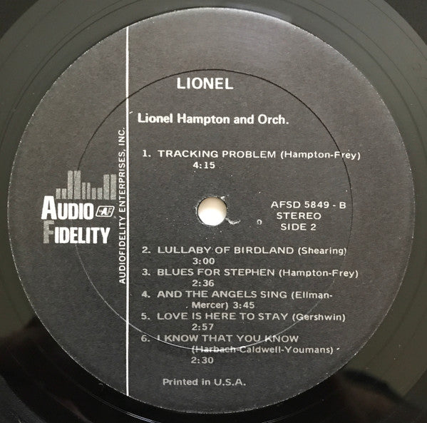 Lionel Hampton And His Orchestra - Lionel (Vinyl, LP, Album, Stereo) Very Good (VG) / Good Plus (G+)