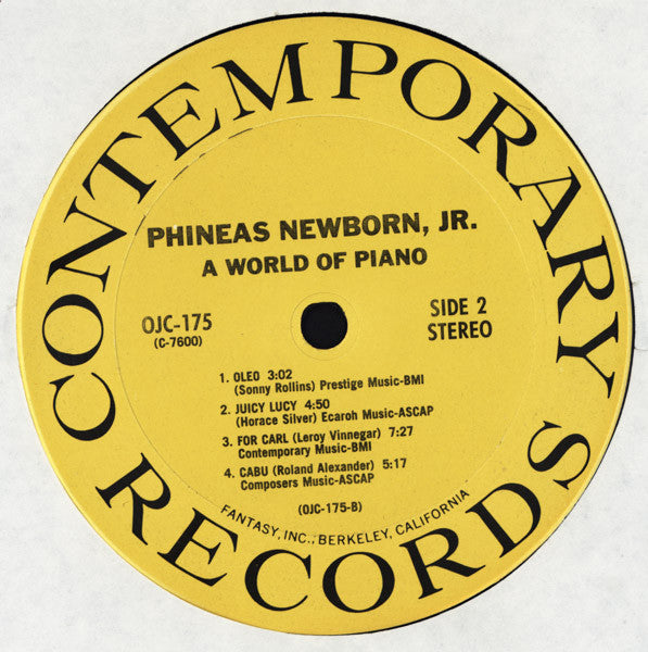 Phineas Newborn Jr. - A World Of Piano! (Vinyl, LP, Album, Reissue, Stereo) Near Mint (NM or M-) / Very Good Plus (VG+)