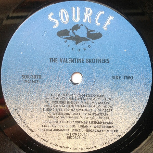 The Valentine Brothers - Valentine Brothers (Vinyl, LP, Album, Promo) Very Good Plus (VG+) / Good Plus (G+)