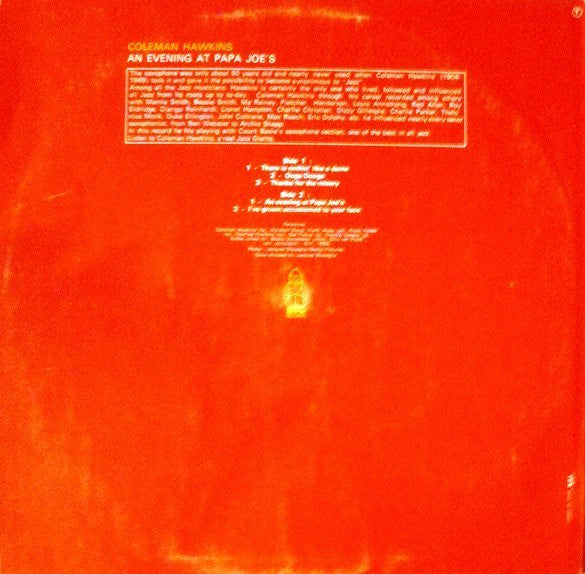 Coleman Hawkins - An Evening At Papa Joe's (Vinyl, LP, Album, Reissue) Very Good (VG) / Very Good (VG)