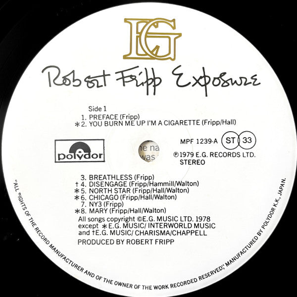 Robert Fripp - Exposure (Vinyl, LP, Album, Stereo) Very Good Plus (VG+) / Very Good (VG)