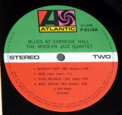 The Modern Jazz Quartet - Blues At Carnegie Hall (Vinyl, LP, Album, Stereo) Very Good Plus (VG+) / Very Good Plus (VG+)