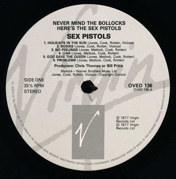 Sex Pistols - Never Mind The Bollocks Here's The Sex Pistols (Vinyl, LP, Album, Reissue, Stereo) Near Mint (NM or M-) / Very Good Plus (VG+)