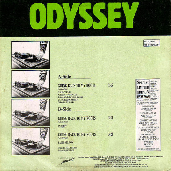 Odyssey (2) - Going Back To My Roots (Flim Flam Remix) (Vinyl, 12", 45 RPM, Maxi-Single, Limited Edition) Good Plus (G+) / Good (G)