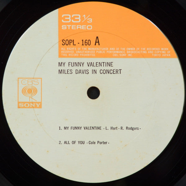 Miles Davis - My Funny Valentine - Miles Davis In Concert (Vinyl, LP, Album, Reissue, Stereo) Very Good Plus (VG+) / Very Good (VG)
