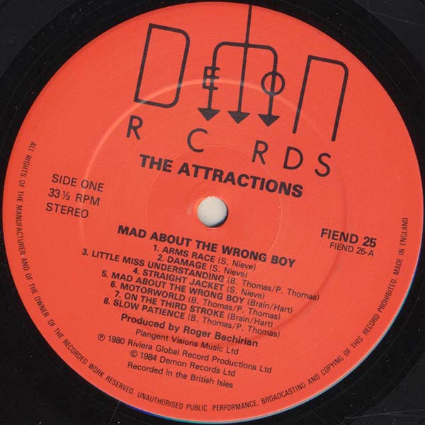 The Attractions - Mad About The Wrong Boy (Vinyl, LP, Album, Reissue, Stereo) Very Good (VG) / Very Good Plus (VG+)