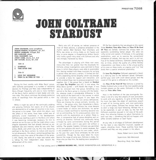 John Coltrane - Stardust (Vinyl, LP, Album, Repress, Stereo) Very Good (VG) / Poor (P)
