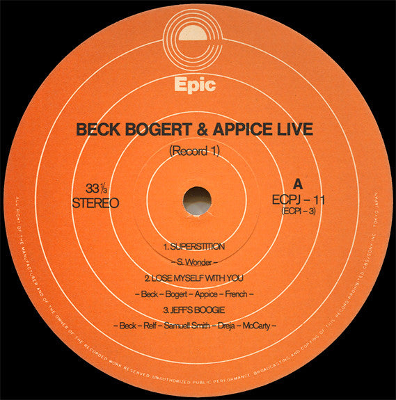 Beck, Bogert & Appice - Beck Bogert & Appice Live (2xVinyl, LP, Album) Very Good Plus (VG+) / Very Good (VG)