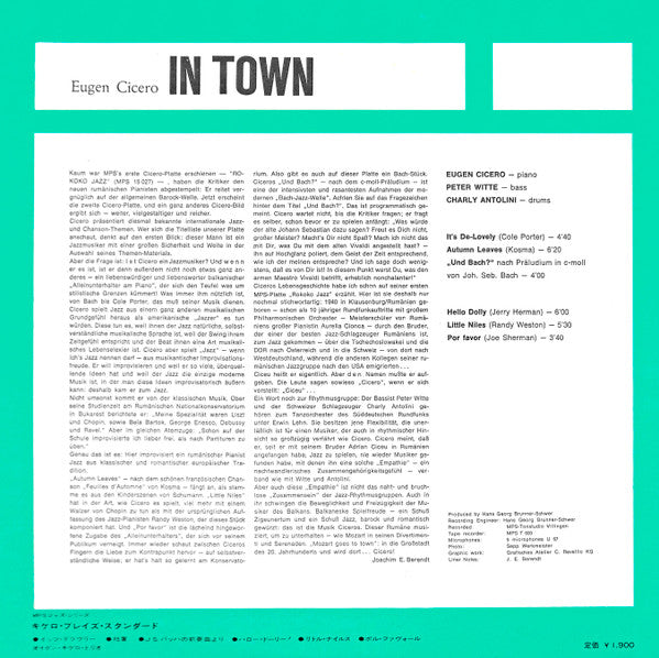 Eugen Cicero - In Town (Vinyl, LP, Album, Reissue, Stereo) Very Good Plus (VG+) / Very Good (VG)