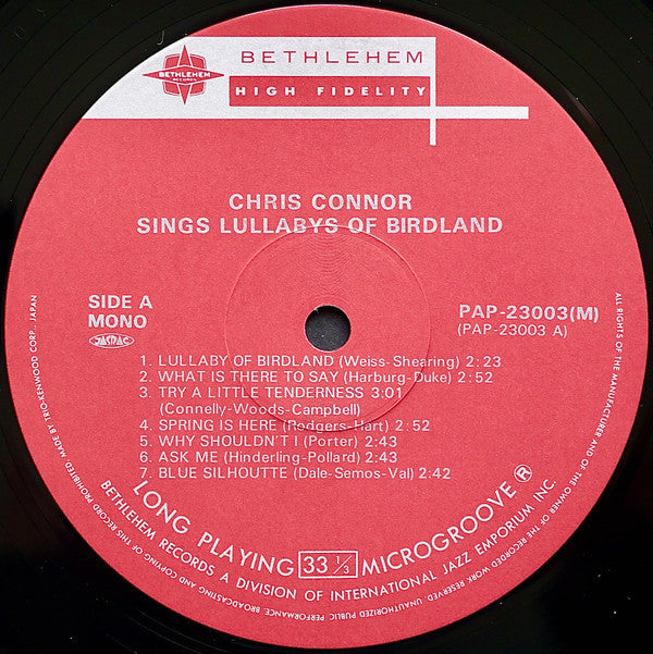Chris Connor - Sings Lullabys Of Birdland (Vinyl, LP, Album)