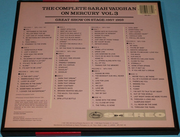 Sarah Vaughan - The Complete Sarah Vaughan on Mercury Vol. 3 - Great Show on Stage 1957-1959 (6xVinyl, LP, Compilation) Near Mint (NM or M-) / Near Mint (NM or M-)