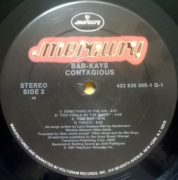 Bar-Kays - Contagious (Vinyl, LP, Album, Stereo) Very Good (VG) / Very Good (VG)