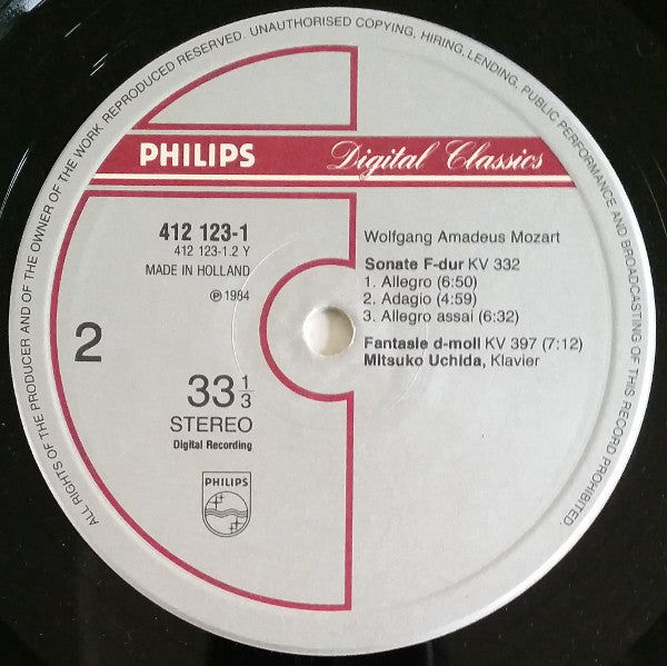 Wolfgang Amadeus Mozart - 2 Sonatas = 2 Sonaten : KV 331 "Alle Turca", KV 332, Fantaisie KV 397 (Vinyl, LP, Reissue) Very Good Plus (VG+) / Very Good Plus (VG+)