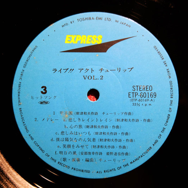Tulip (2) - Live!! Act Tulip Vol.2 (2xVinyl, LP, Album) Very Good Plus (VG+) / Very Good Plus (VG+)