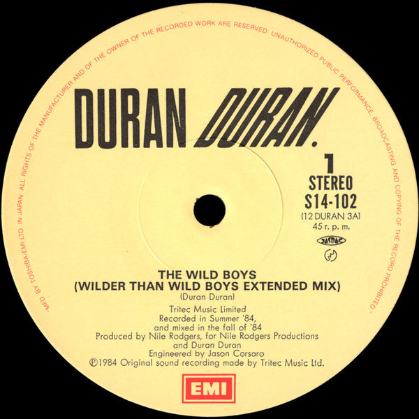 Duran Duran - The Wild Boys (Vinyl, 12", 45 RPM, Maxi-Single) Very Good Plus (VG+) / Very Good Plus (VG+)