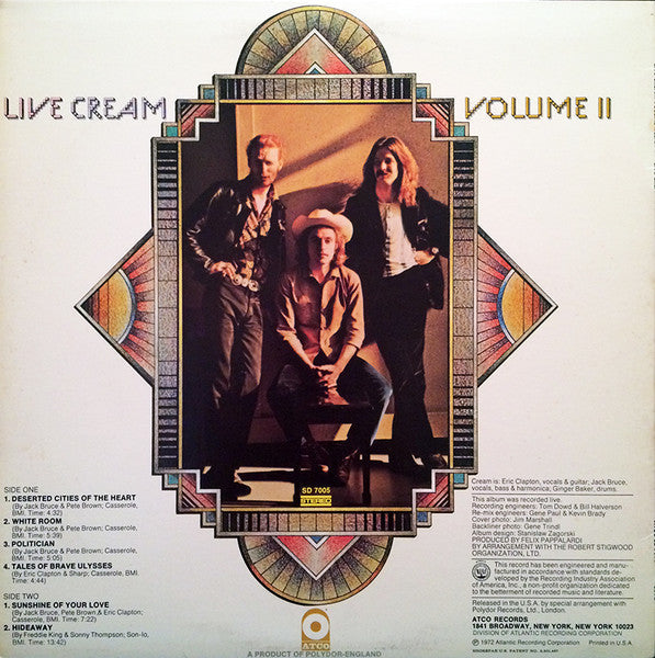 Cream (2) - Live Cream Volume II (Vinyl, LP, Album, Stereo) Good Plus (G+) / Very Good (VG)