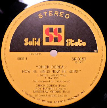 Chick Corea - Now He Sings, Now He Sobs (Vinyl, LP, Album, Reissue) Very Good (VG) / Good Plus (G+)