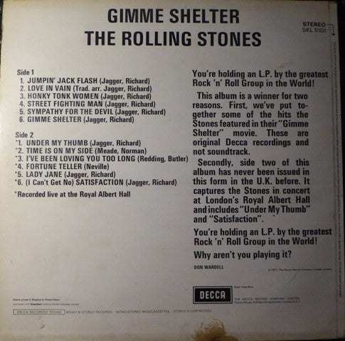The Rolling Stones - Gimme Shelter (Vinyl, LP, Compilation, Stereo) Very Good Plus (VG+) / Very Good (VG)