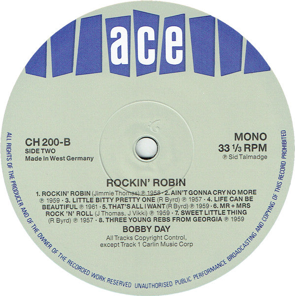 Bobby Day - Rockin' Robin (Vinyl, LP, Compilation, Mono) Very Good Plus (VG+) / Very Good (VG)