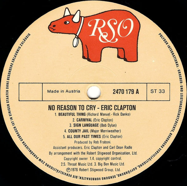 Eric Clapton - No Reason To Cry (Vinyl, LP, Album) Very Good (VG) / Very Good (VG)