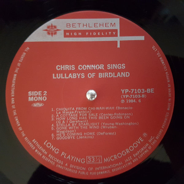 Chris Connor - Sings Lullabys Of Birdland (Vinyl, LP, Album, Mono) Near Mint (NM or M-) / Very Good Plus (VG+)