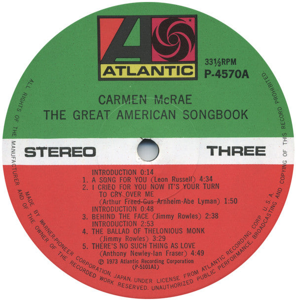 Carmen McRae - The Great American Songbook (Vinyl, LP, Album, Stereo)