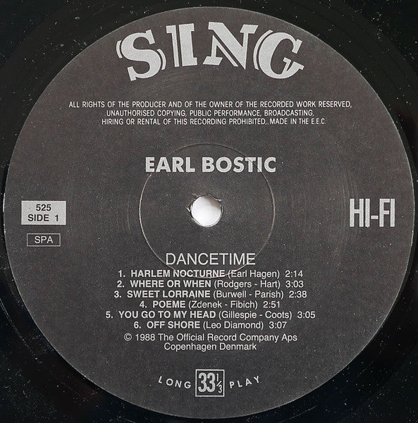 Earl Bostic - Dance Time (Vinyl, LP, Album, Reissue, Stereo) Very Good (VG) / Very Good (VG)