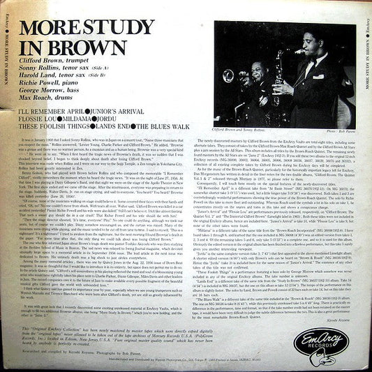 Clifford Brown - More Study In Brown (Vinyl, LP, Album, Mono) Very Good (VG) / Very Good Plus (VG+)
