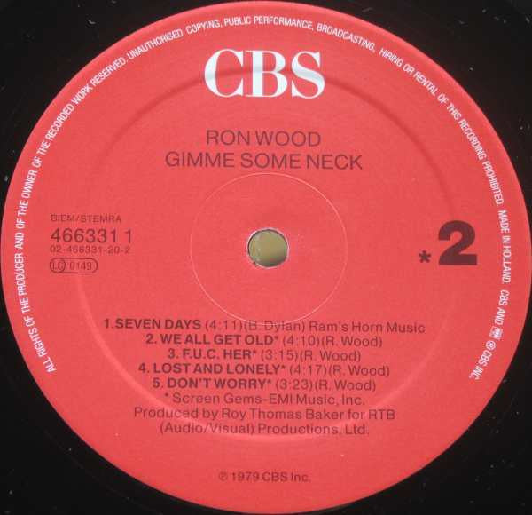 Ron Wood - Gimme Some Neck (Vinyl, LP, Album, Reissue) Very Good Plus (VG+) / Very Good Plus (VG+)
