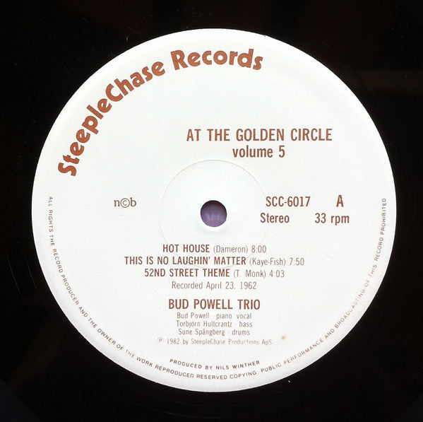 The Bud Powell Trio - At The Golden Circle Volume 5 (Vinyl, LP, Album) Very Good Plus (VG+) / Very Good Plus (VG+)