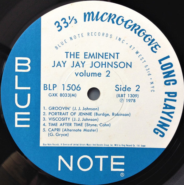JJ Johnson - The Eminent Jay Jay Johnson Volume 2 (Vinyl, LP, Compilation, Reissue, Remastered, Mono) Very Good Plus (VG+) / Very Good (VG)