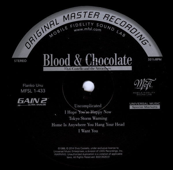 Elvis Costello & The Attractions - Blood & Chocolate (Vinyl, LP, Album, Limited Edition, Numbered, Remastered) Mint (M) / Mint (M)
