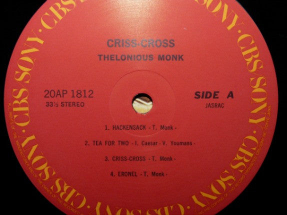 Thelonious Monk - Criss-Cross (Vinyl, LP, Album, Reissue) Very Good Plus (VG+) / Very Good Plus (VG+)
