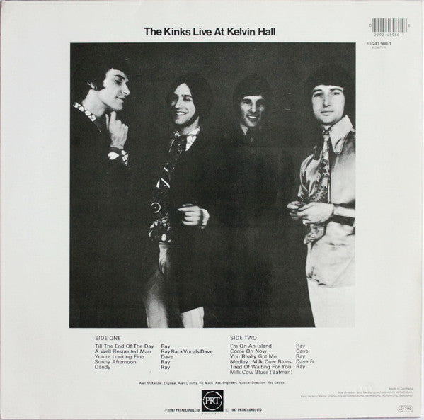 The Kinks - Live At The Kelvin Hall (Vinyl, LP, Album, Reissue) Very Good Plus (VG+) / Very Good Plus (VG+)