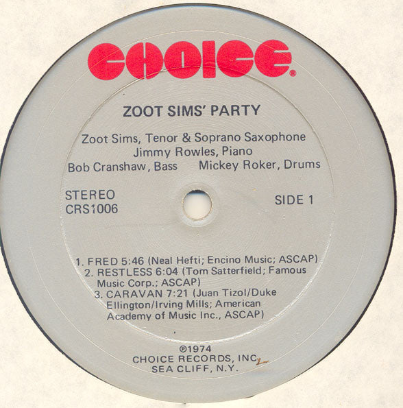 Zoot Sims - Zoot Sims' Party (Vinyl, LP, Album)