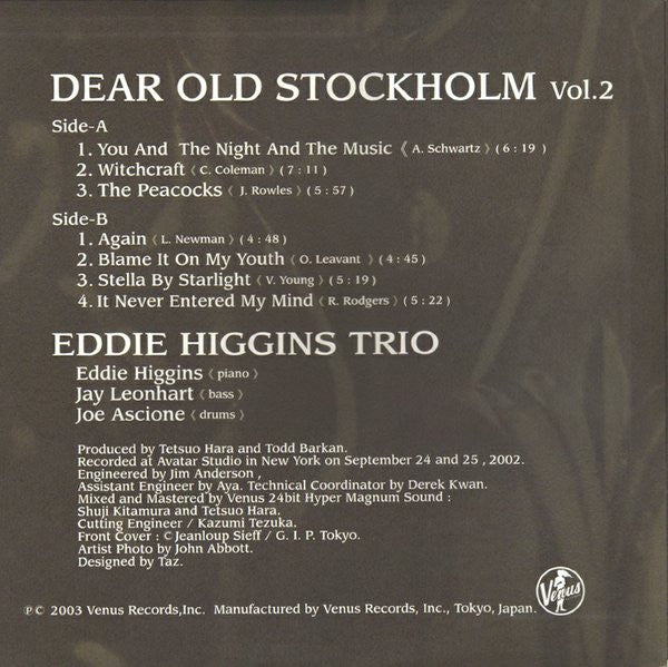The Eddie Higgins Trio - Dear Old Stockholm Vol. 2 (Vinyl, LP, Album, Limited Edition, Stereo) Very Good Plus (VG+) / Very Good Plus (VG+)