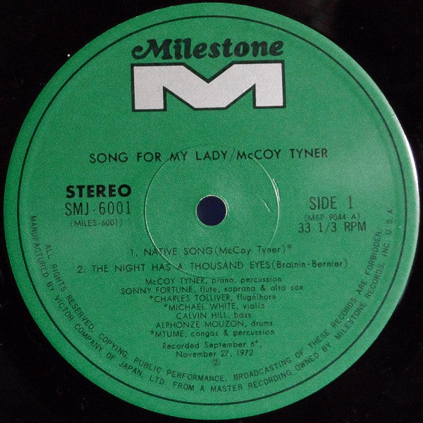 McCoy Tyner - Song For My Lady (Vinyl, LP, Album) Very Good Plus (VG+) / Good Plus (G+)
