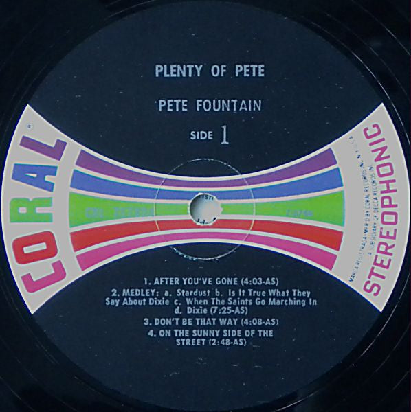 Pete Fountain - Plenty Of Pete (Vinyl, LP, Album, Repress, Stereo) Very Good Plus (VG+) / Very Good Plus (VG+)
