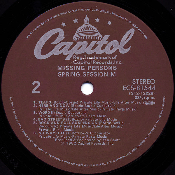 Missing Persons - Spring Session M (Vinyl, LP, Album, Stereo)