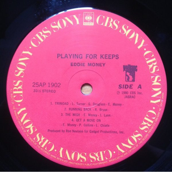 Eddie Money - Playing For Keeps (Vinyl, LP, Album) Very Good (VG) / Very Good (VG)