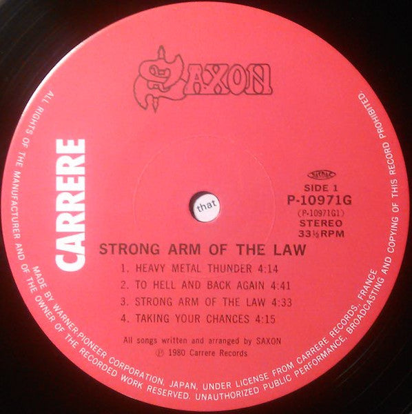 Saxon - Strong Arm Of The Law (Vinyl, LP, Album, Stereo) Very Good (VG) / Very Good Plus (VG+)