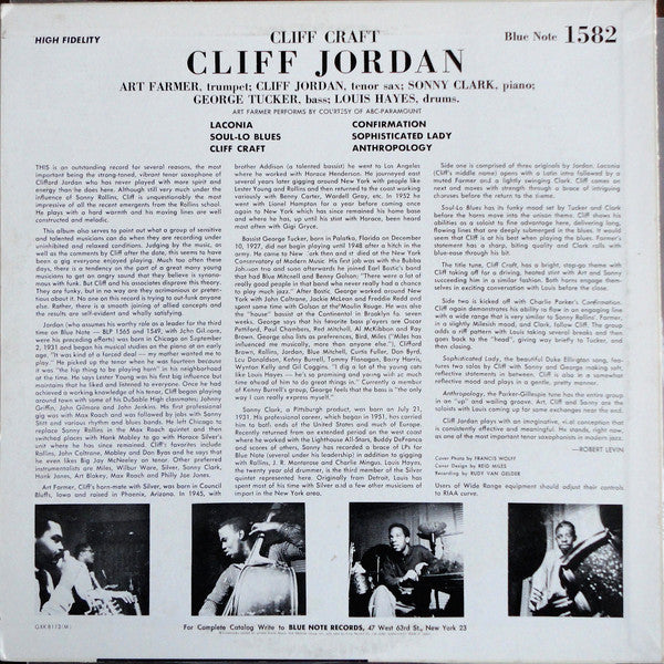 Clifford Jordan - Cliff Craft (Vinyl, LP, Album, Reissue, Mono) Very Good Plus (VG+) / Very Good Plus (VG+)