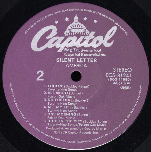 America (2) - Silent Letter (Vinyl, LP, Album) Very Good Plus (VG+) / Very Good Plus (VG+)