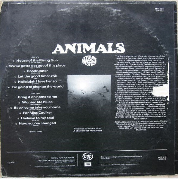 The Animals - The Most Of (Vinyl, LP, Compilation, Stereo) Very Good Plus (VG+) / Good Plus (G+)