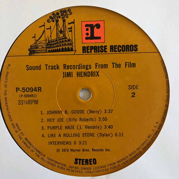 Jimi Hendrix - Sound Track Recordings From The Film "Jimi Hendrix" ...