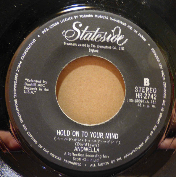 Andwella - Hold On To Your Mind / I Got a Woman (Vinyl, 7", 45 RPM, Single, Stereo) Good Plus (G+) / Very Good (VG)